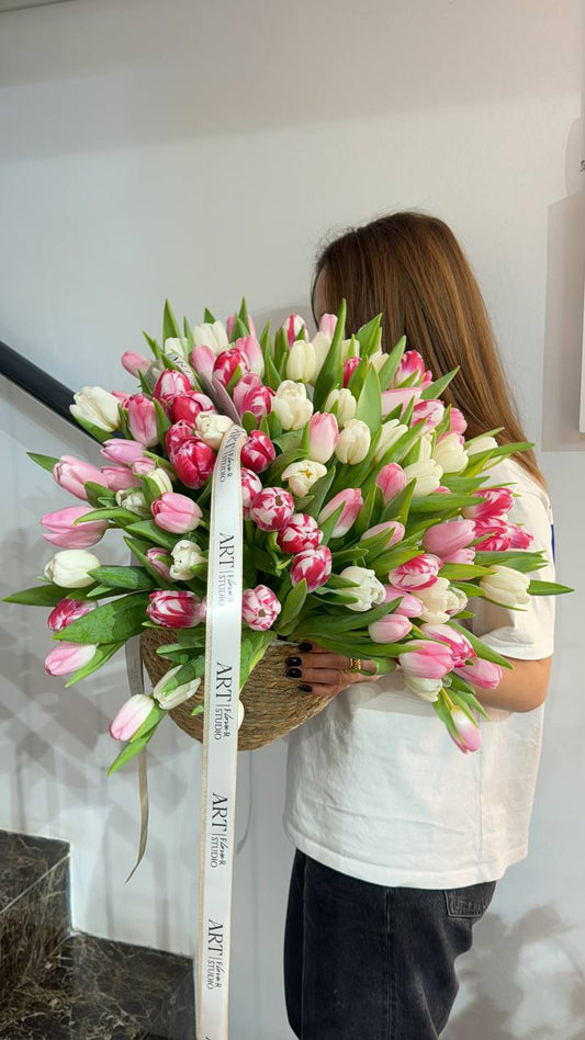 Basket of 101 tulips