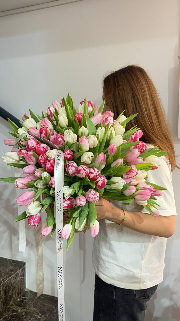 Basket of 101 tulips